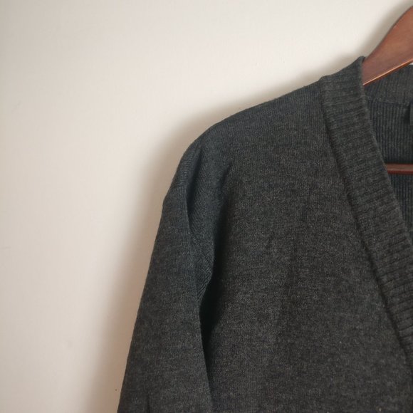 Coal Gray Premium soft wool Cardigan buttoned sweater dress has pockets100% Wool - Picture 3 of 9